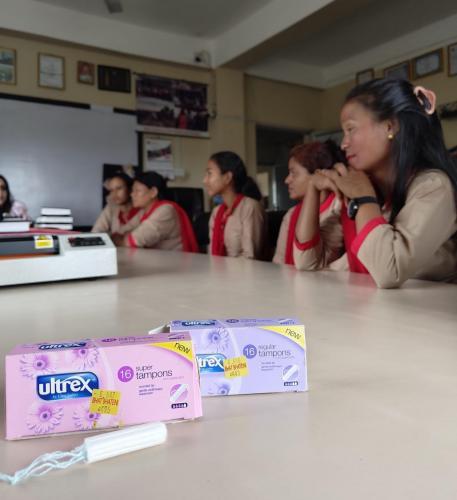 Training in Nepal on the use of tampons